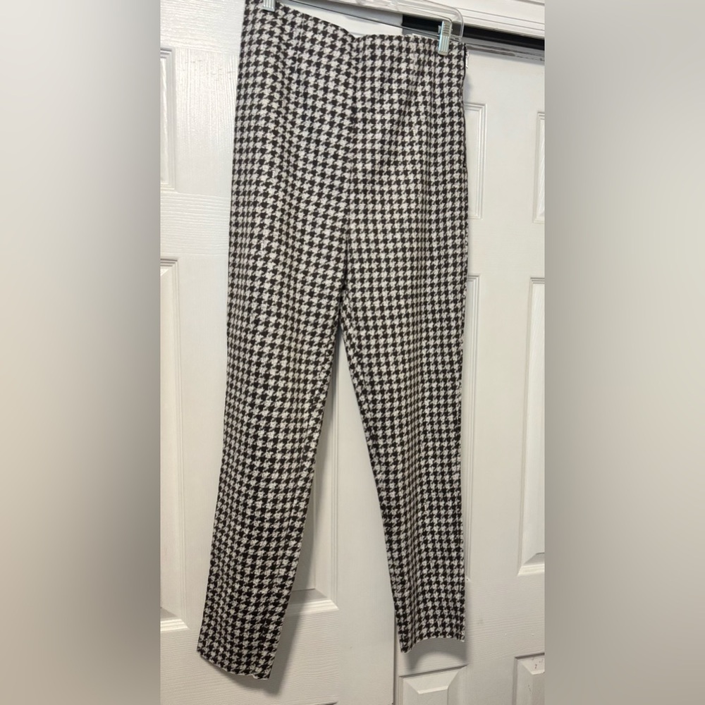 NWT ZARA Legging Hi-Rise Houndstooth Side Zip Leggings